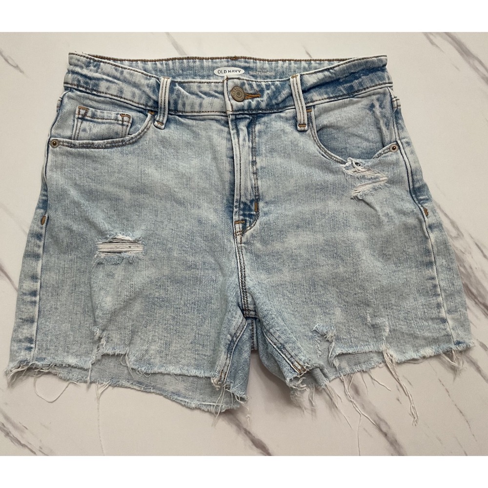 Old Navy Womens High Rise Distressed Denim Shorts Light Wash Blue Size 2